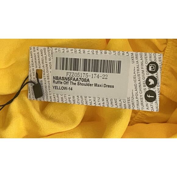 BOOHOO Yellow Ruffle Off The Shoulder Maxi Dress Size 10 - NEW - - Picture 6 of 10